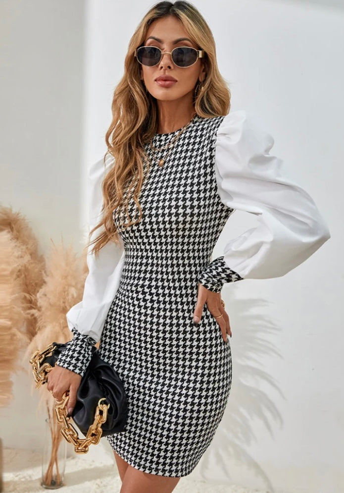 Houndstooth Short Dress